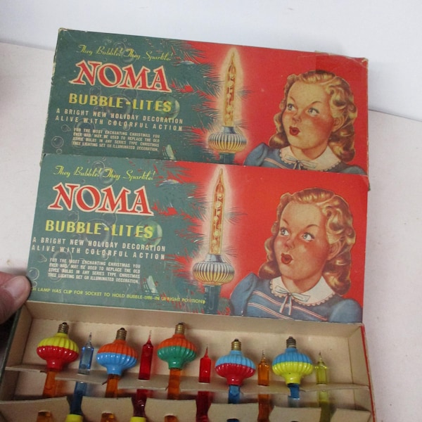 10 vecchie luci a bolla C-6 Noma Electric Co BISCUIT nella scatola originale n. 3