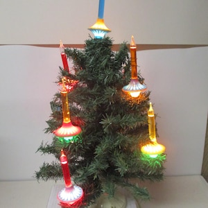 Old 9 Light C-6 NOMA Bubble Light Tree w Original Flying Saucer Bubble Lights