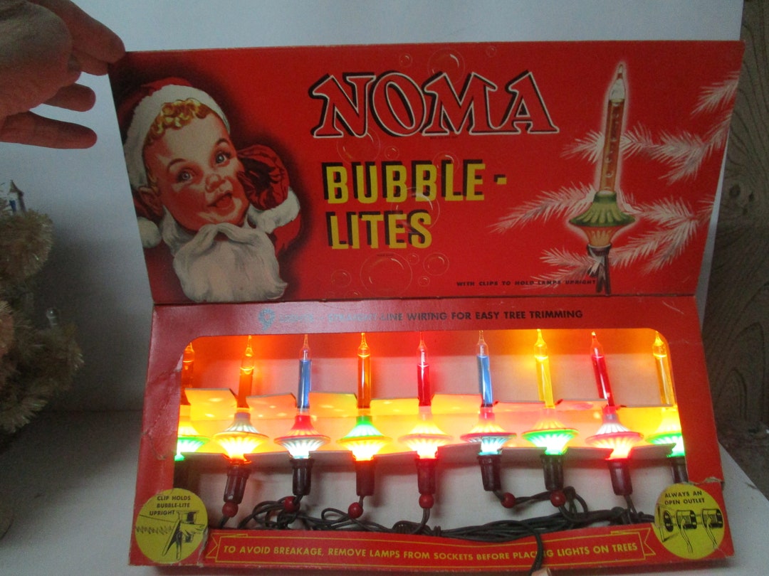 9 Vintage Noma Flying Saucer C6 Christmas Bubble Lights in Original