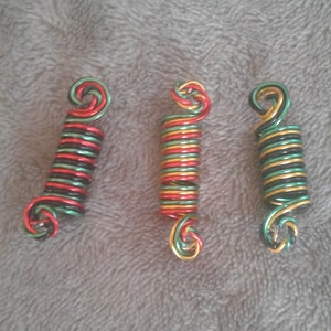 set of 3 - 3 colored Loc Loopies. dreadlock jewelry, loc jewelry, braid, hair accessories, dread beads, loc/hair coils.