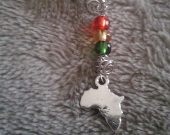 Colgante de plata africana con cuentas de color Rasta, joyería dreadlock, joyería loc, trenza y accesorios de pelo / bobinas, clips de pelo, cuentas de terror