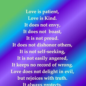 Huwelijkscadeau voor bruiloft Gedicht Christelijke geschenken Christelijk bijbelvers Korintiërs 13: 4-8