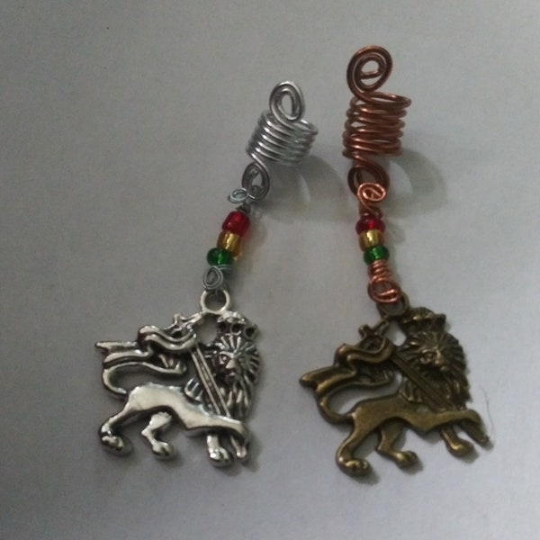 Lion of Judah Dreadlock jewelry, Lion of Judah loc jewelry, braid jewelry, hair accessories, Rasta bead, Rasta Jewelry Lion of Judah jewelry