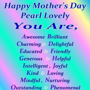Personalized Mothers Day poem, Custom Mothers Day Affirmation, Mothers Day Poster, Mothers Day GIft.