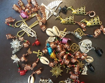 Surtido de joyería dreadlock, joyería loc, cuentas de terror, cuentas de rasta, manguito loc, manguito trenzado, adorno de rasta, anillos de trenza, joyas para el cabello