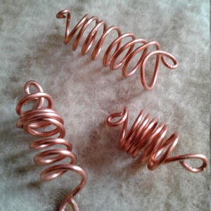 copper dreadlock 3 piece set, loc jewelry set, braid rings, hair, braid jewelry accessories, braid and hair coils, dread beads