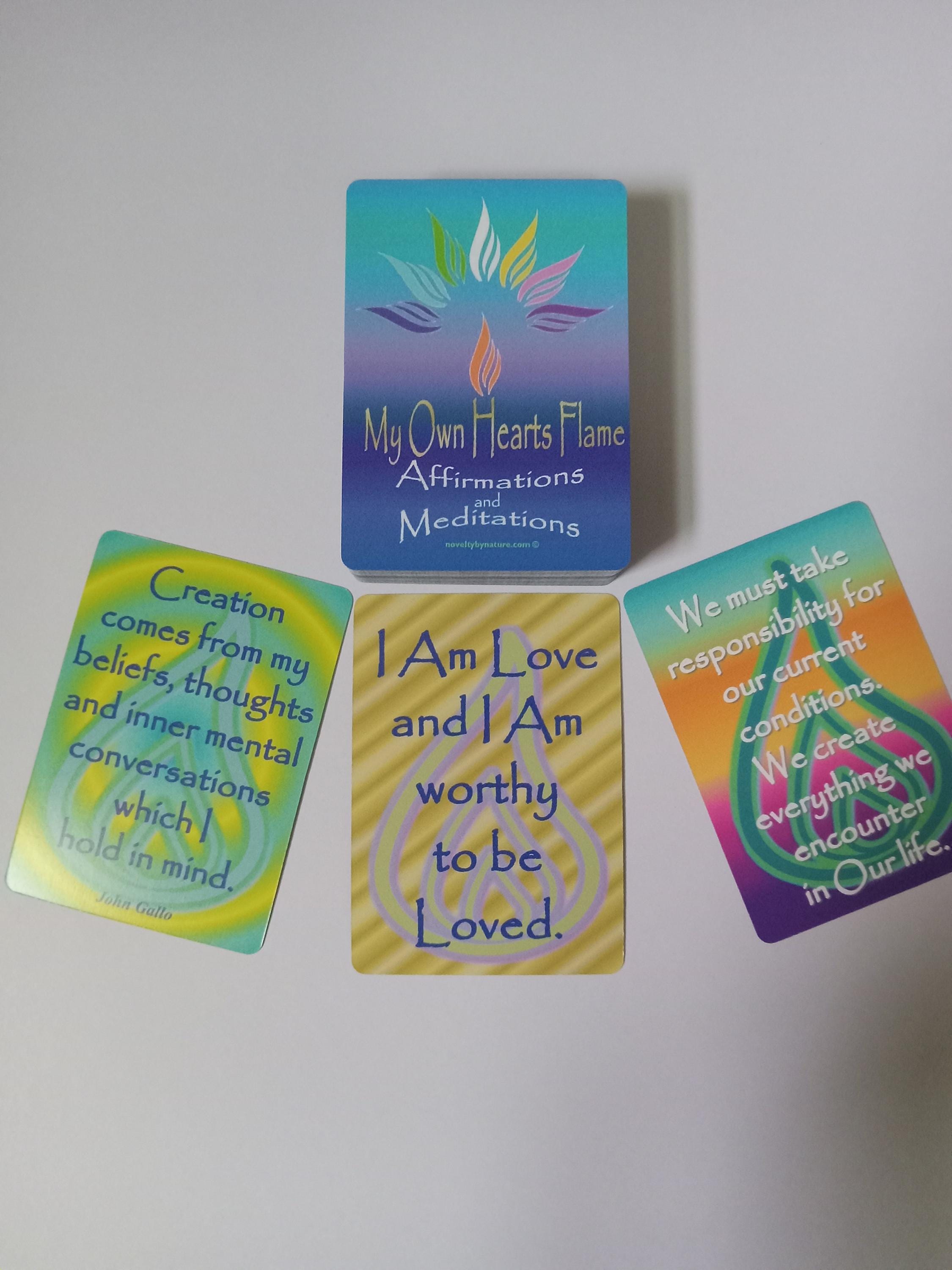 Affirmation and Meditation Cards, My Own Haerts Flame meditaion cards, inspiration cards. motivational cards, affirmation flash cards