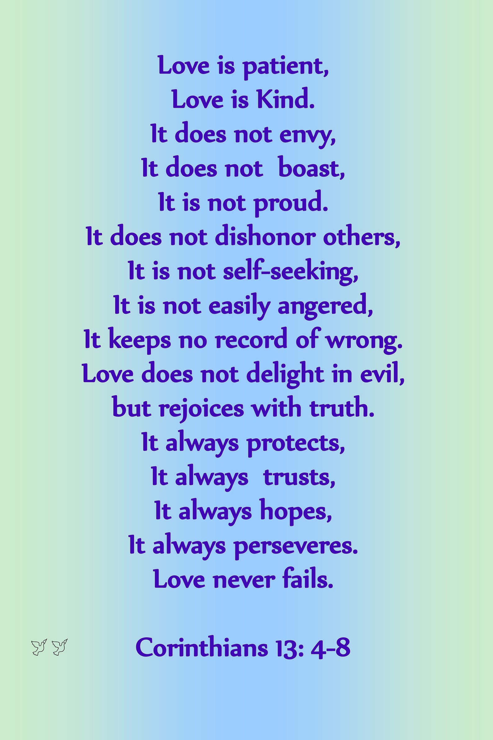 Wedding Poem Love is Poem Corinthians 13 48 Etsy