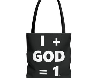 Religious Tote bag Graphic Tote bag i plus God equals one tote bag Christian Tote bag Spiritual quote printed Tote Bag