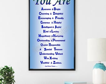Póster de afirmación positiva, impresión de afirmación &quot;Yo soy&quot;, afirmaciones &quot;Tú eres&quot;, afirmaciones personalizadas