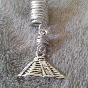 pyramid symbol dreadlock jewelry, Egyptian pyramid loc jewelry, braid and hair accessories/coils, braid rings, Hair clips/coils, dread beads