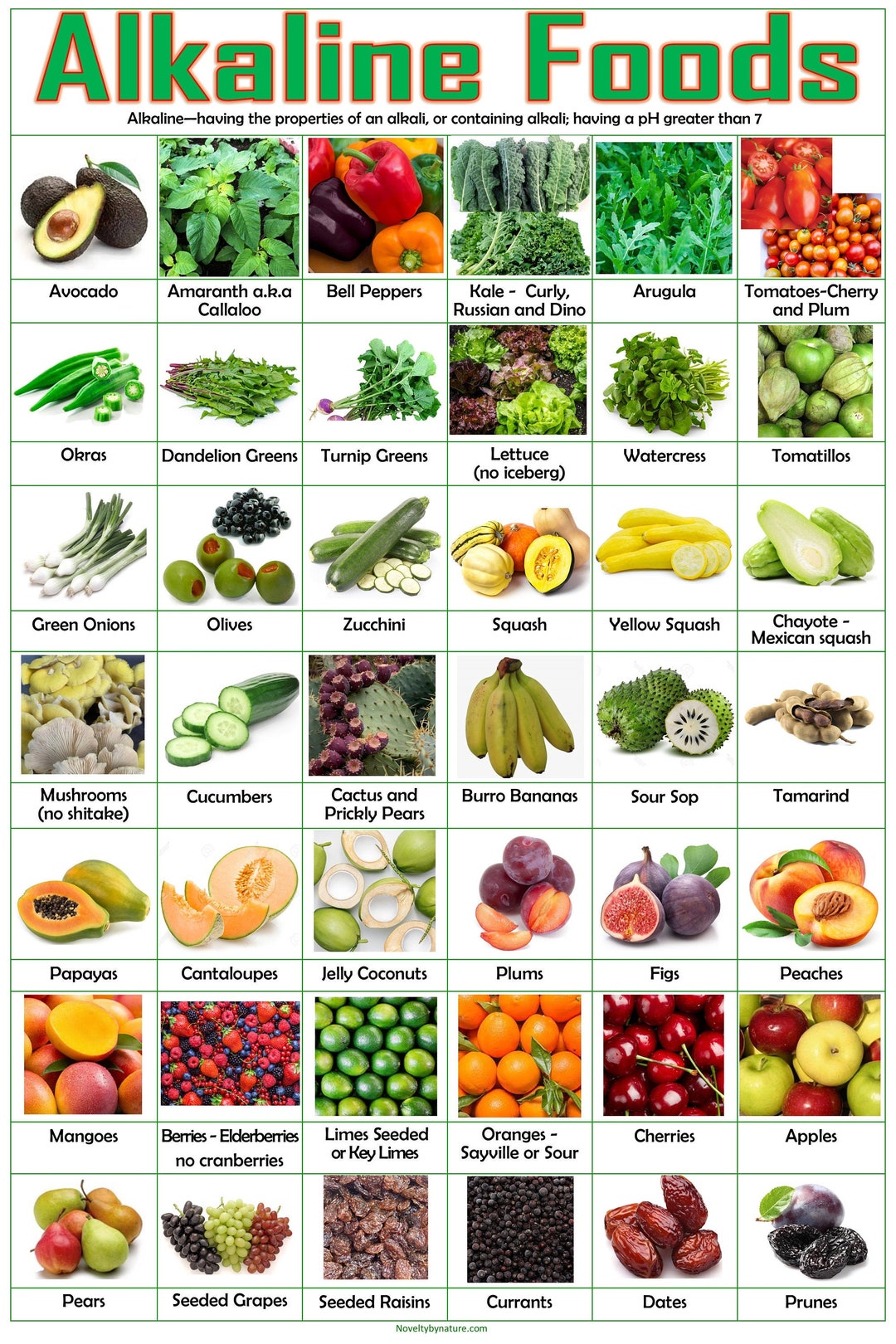 Alkaline Foods Poster Etsy Uk