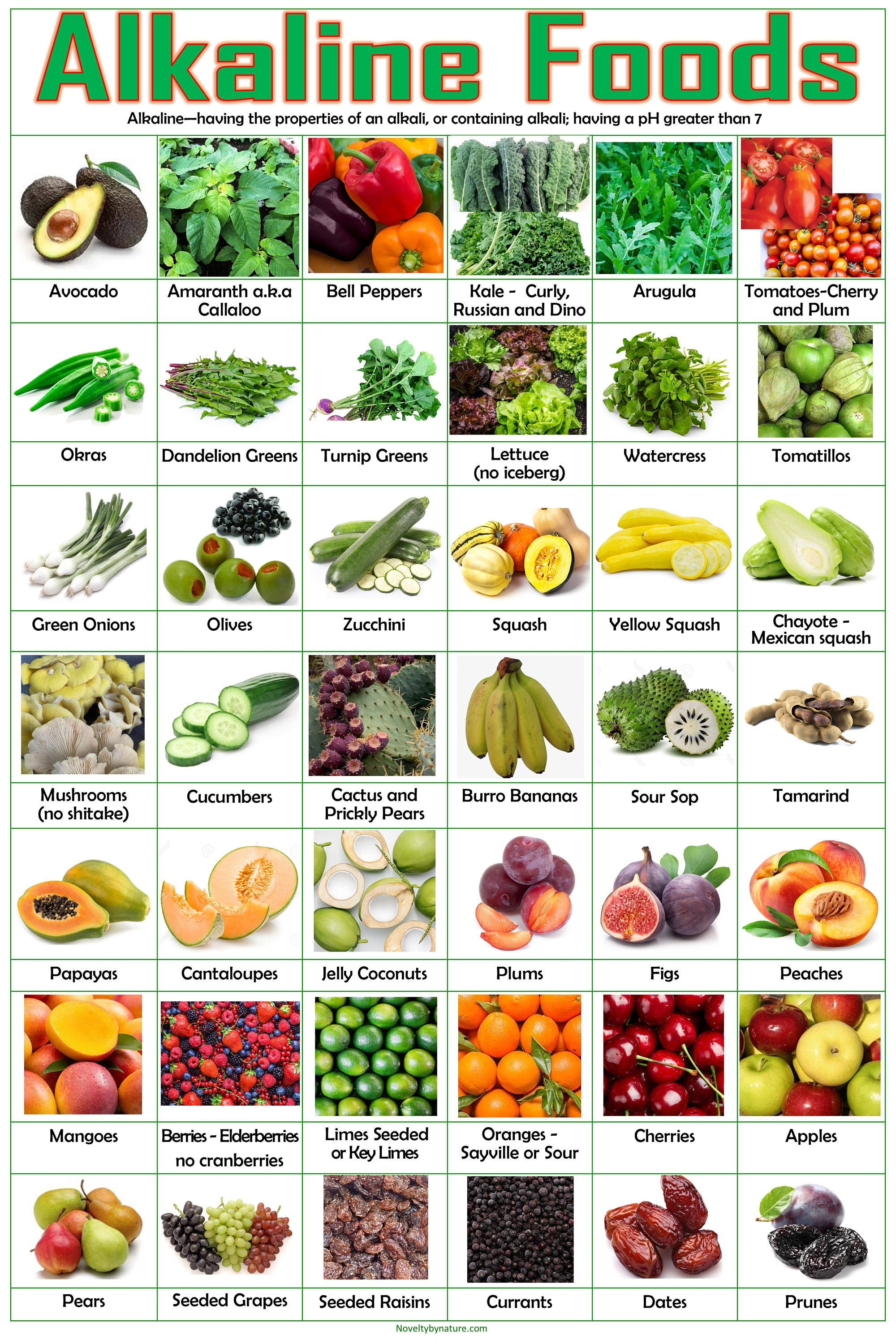 Alkaline Foods Poster Etsy