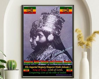 Carteles rasta, impresiones y carteles de obras de arte de Jah Rastafari, póster de Selassie I, Su Majestad Imperial el Emperador Haile Selassie I, la Emperatriz Menen, Garvey
