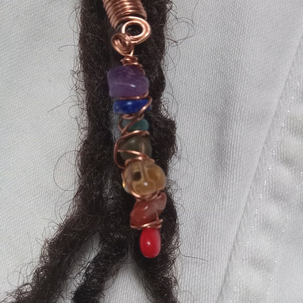 Chakra Gemstones dreadlock jewelry, crystal loc jewelry, braid, hair  jewelry and accessories, rasta beads, dread beads, boho jewelry