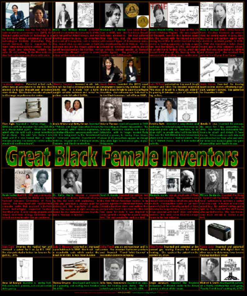 Women Inventions List Black Female Inventors, Black Womens Poster, Black Women Inventors ...