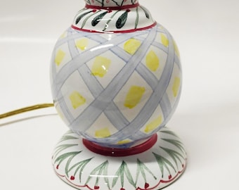 Mackenzie Childs candlestick lamp1989 Aalsmeer Pattern 14.5" kitchen/foyer/bedroom hand painted WORKING Excellent Condition