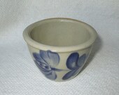 beaumont pottery york maine small crock pot bowl cobalt blue flower jerry beaumont maine pottery 1988