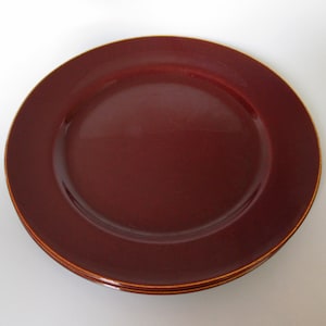 franciscan el patio REDWOOD 2 Salad plates 8 3/8&quot; Gladding McBean california pottery 1940&#39;s brownish red color glossy sandwich side dish