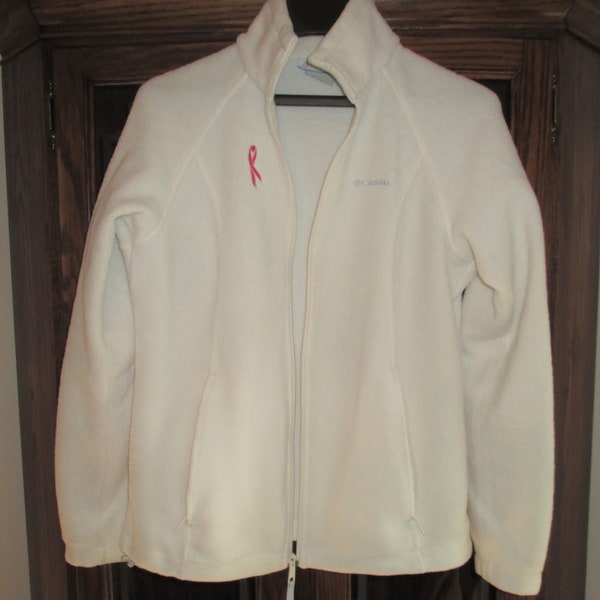 columbia fleece jacket womens size Medium Susan G Komen winter white full zip jacket
