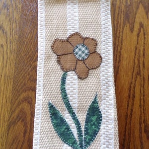 Beige Flower Kitchen Towel Handmade, Kitchen Linens, Gift for Her