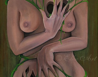 Large (A3 size-297mmX420mm) Elke Art Print- "Yearning" Piece #1 of Trio Set "Maternal Instincts"