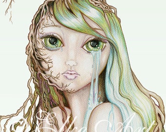 Medium (A4-297mm X 210mm)  Elke Art Print "The Weeping Forest" Giant Earth Girl