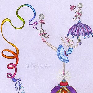 A5 mini Elke Art Print Step by Step on a Piece of String 210 x 148 mm silly circus monkey elephant teaparty image 3