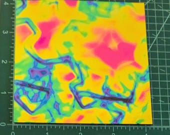 90 COE CBS green magenta blue dichroic Fusion thin black glass fusible Bullseye 4x4