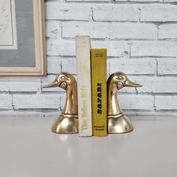 Vintage midcentury Duck Brass Bookends