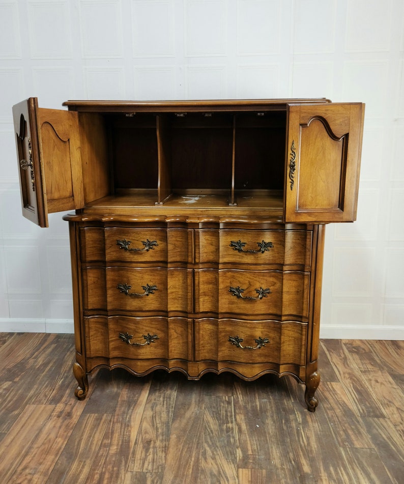 Item 302 French Provincial Chest / Armoire Refurbished Original finish or Custom color image 2