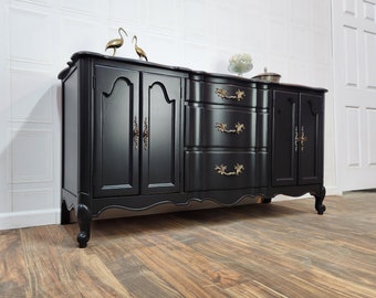 Available!! Deep Black French provincial sideboard / credenza / dresser