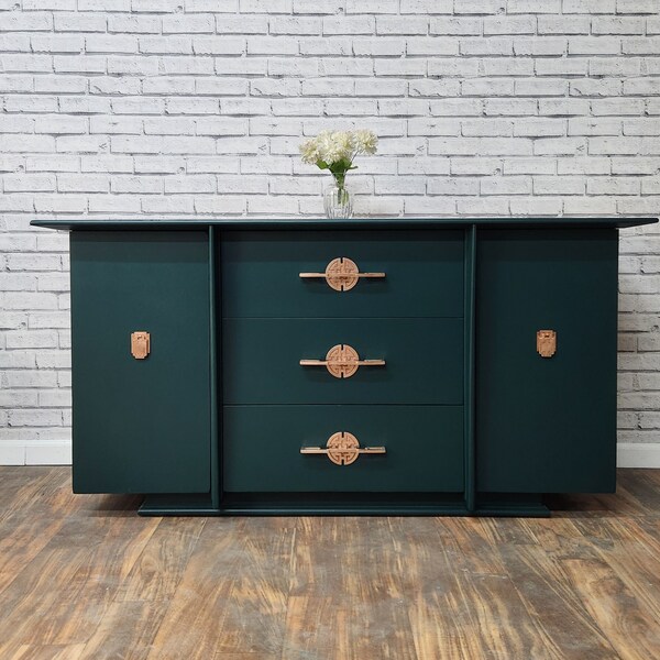 Available!! Dark Green Midcentury Asian inspired style sideboard, tv stand