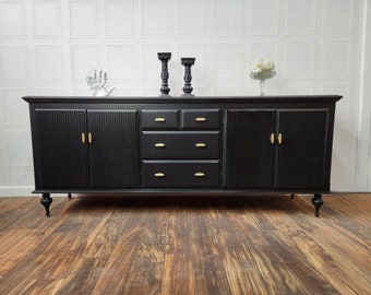 Available!! Deep Black Ethan Allen vintage modern sideboard / credenza / TV stand