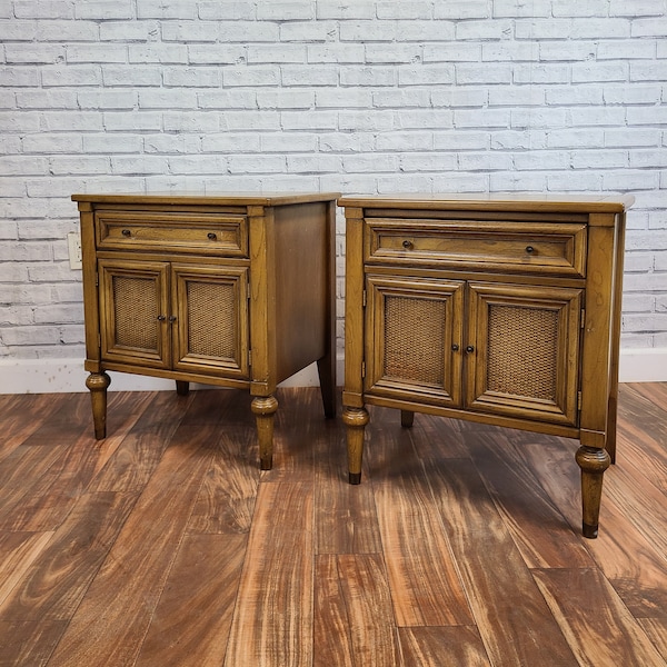 Item #348 Customizable Mid-century Neoclassical pair of nightstands