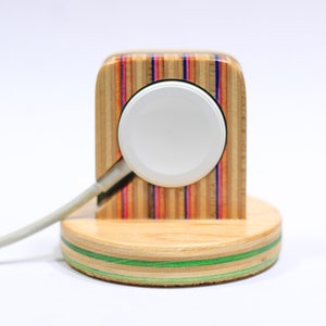 Apple Watch Night Stand made from recycled skateboards