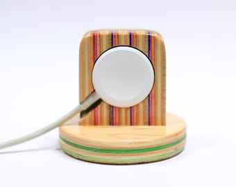 Apple Watch Night Stand made from recycled skateboards