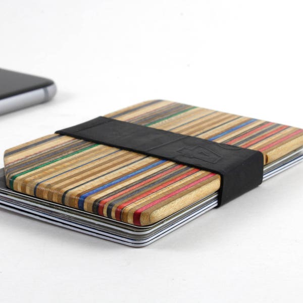 Minimalist Slim Wallet made from Recycled Skateboards