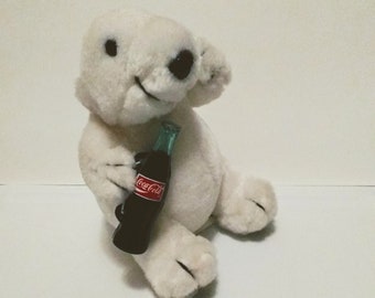 Coca Cola Stuffed Bear with Coca Cola Bottle - 1993 Vintage Stuffed Bear