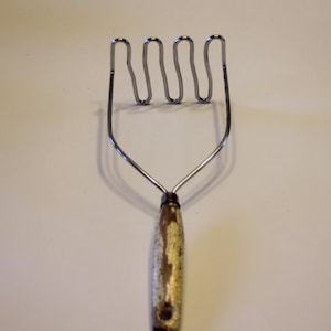 Vintage Potato Masher with Yellow Sparkled Paint - Vintage Housewares