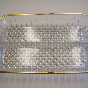 SALE !Clear Glass Divided Relish Dish with Gold Trim - Hobnail Design, Divided Dish, Vintage Dish, Glass Dish, Serving Dish
