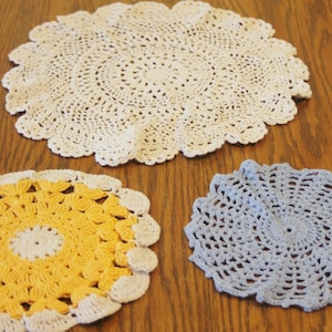 Set of 3 Vintage Crocheted Doilies