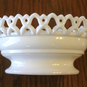 Decorative Edge Milk Glass Oval Bowl