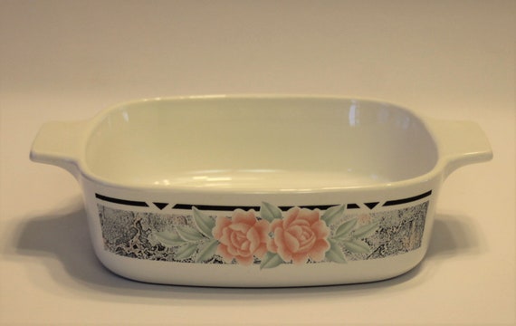 Corning Ware Silk and Roses Casserole Dish (no Lid)
