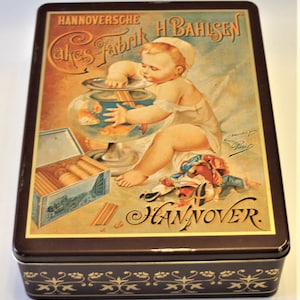 Hannoversche H. Bahlsen Hinged Cookie Cake Tin- Fabrik Hannover Paris