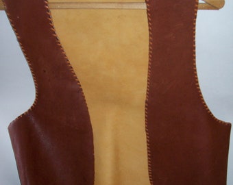 Handmade All Leather Reversible Vest Made From Deer and Elk Hide Size S/M
