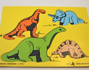 1975 Vintage Wooden Dinosaur Puzzle