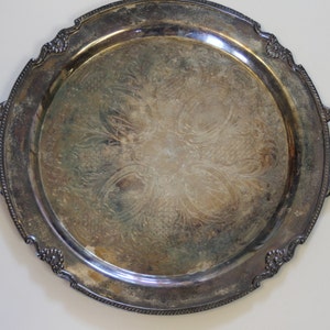 Vintage Silver Plate on Copper Tray with Handles