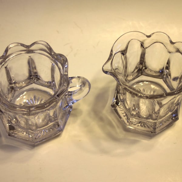 Vintage Imperial Glass Old Williamsburg Pattern Glass Sugar Bowl (NO LID) and Creamer Set