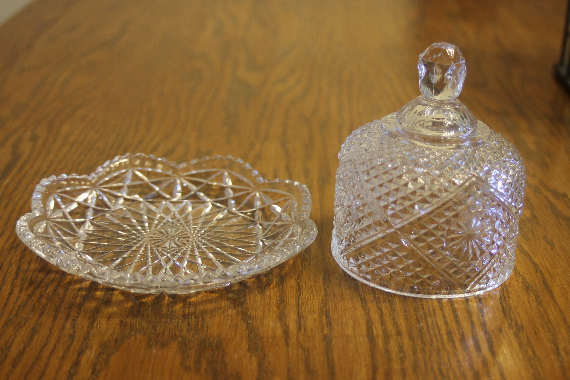 Cut Glass Cheese Dish / Vintage Cut Glass Avon Covered Dish / Domed Butter  Dish / Cheese Keeper / Glass Butter Keeper / Cottage Serving Dish 